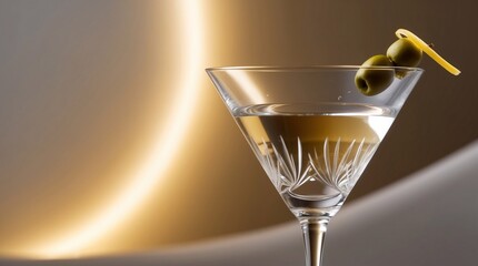 Martini cocktail drink glass light.