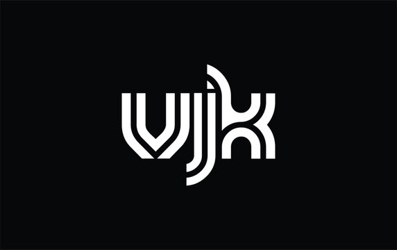 VJK Creative Unique Modern Letter Logo Design. Stylized logo featuring a unique letter design, presenting abstract minimalist aesthetics and modern appeal.