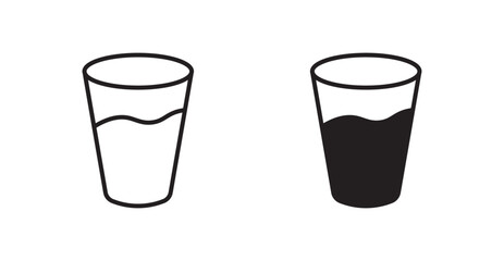 Glass vector icon set in black color.