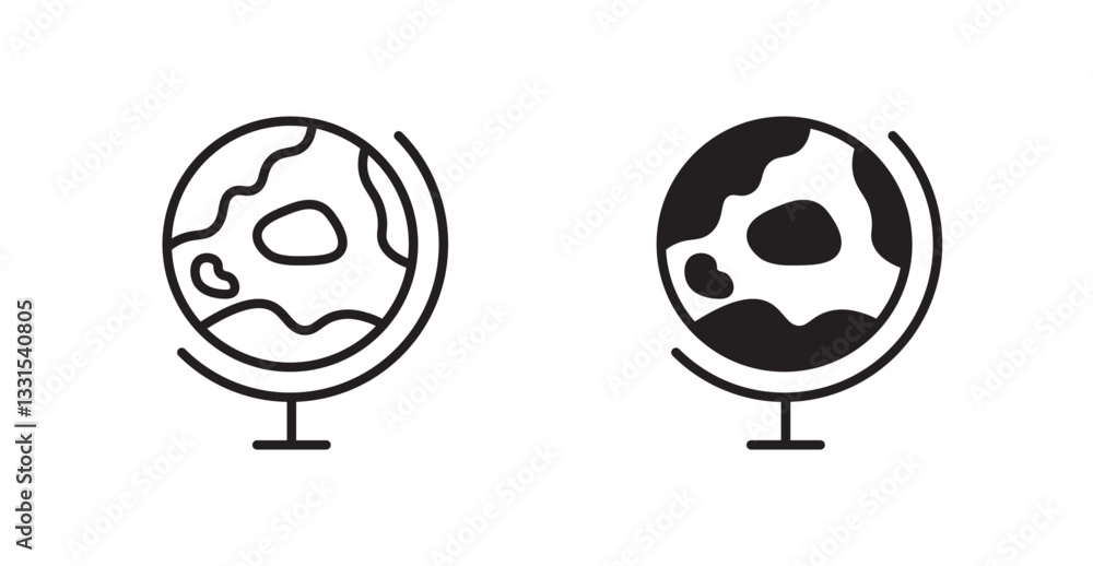 Poster Globe vector icon set in black color.