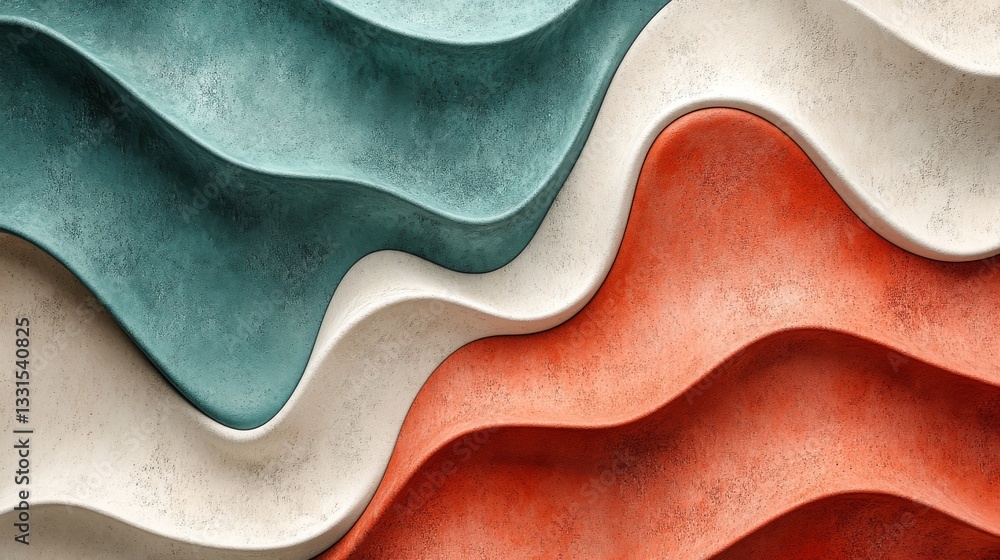 Poster abstract rendering of wavy shapes in a variety of colors