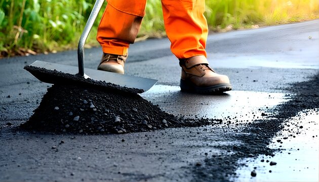 Paving and Repairing Asphalt Roads.