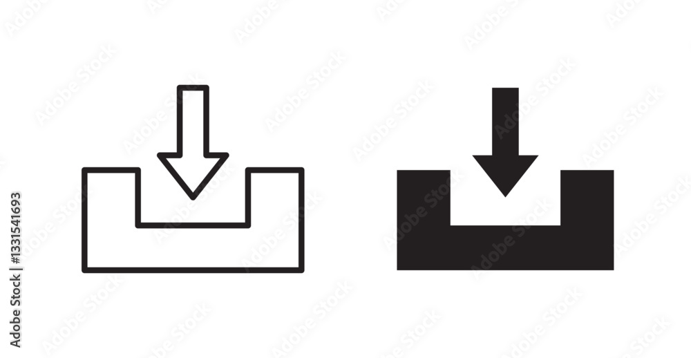 Poster Inbox vector icon set in black color.