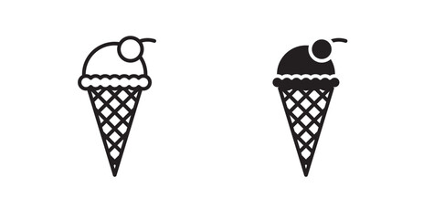 Ice cream vector icon set in black color.