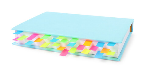 Book with colorful tabs isolated on white
