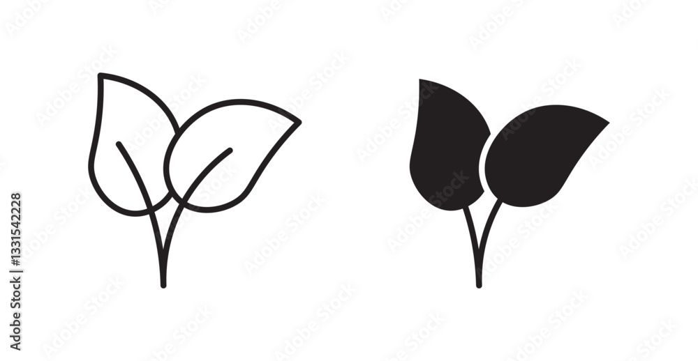 Poster leaf vector icon set in black color.