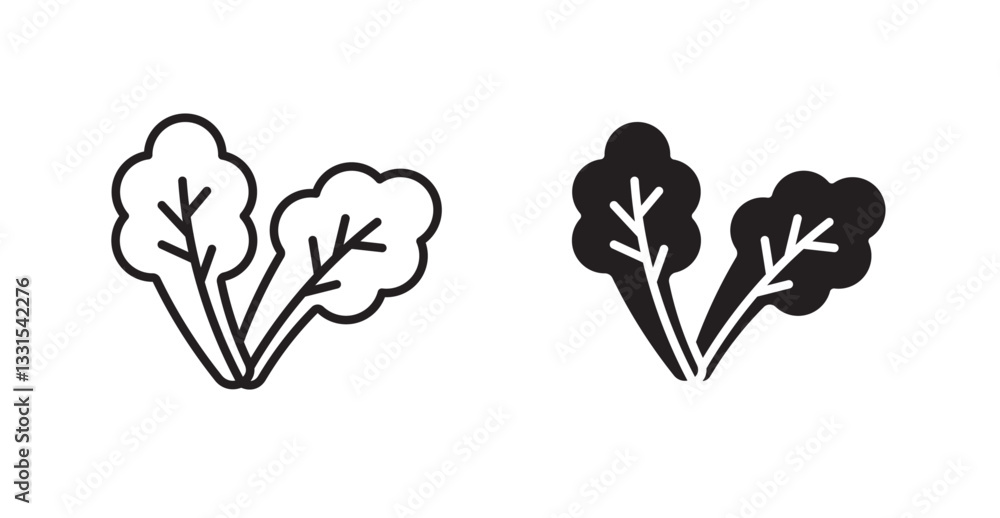 Poster lettuce vector icon set in black color.