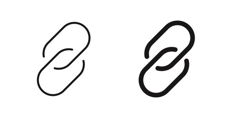 Link vector icon set in black color.