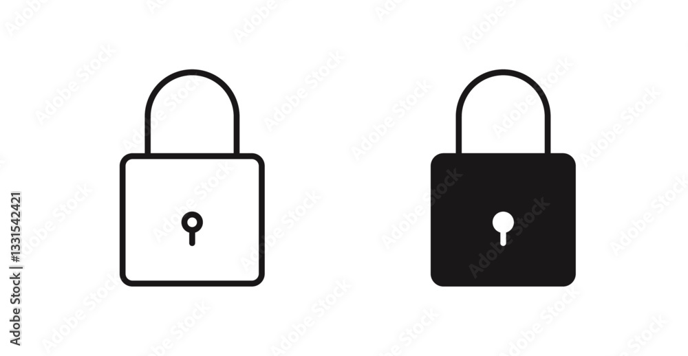 Poster Lock vector icon set in black color.