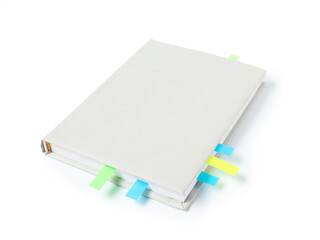 Book with colorful tabs isolated on white