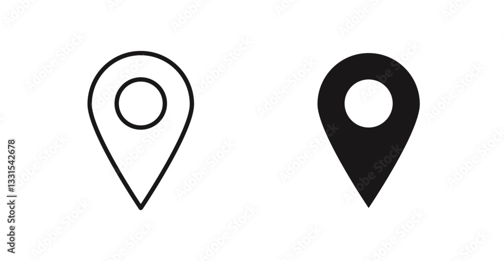 Aufkleber map marker vector icon set in black color.