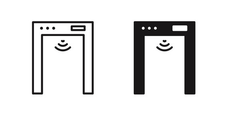 Metal detector vector icon set in black color.