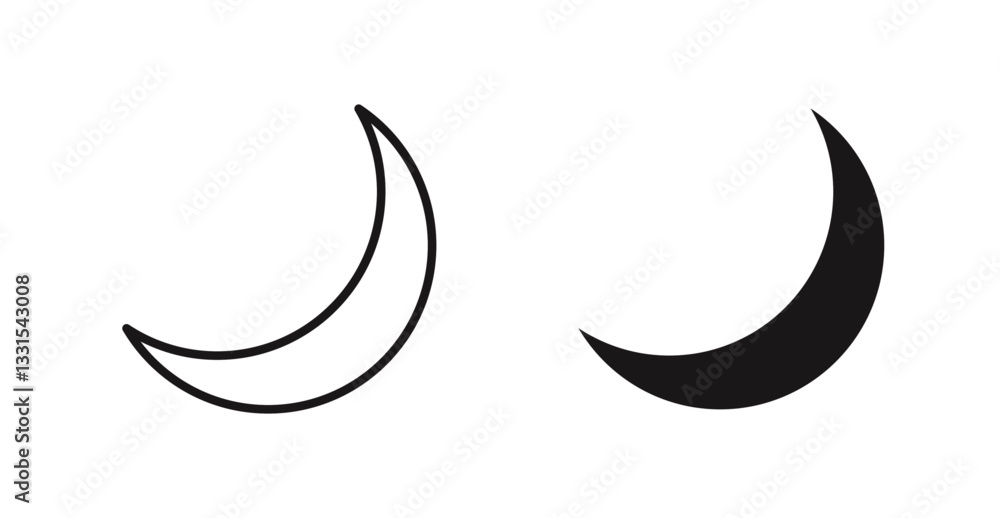 Poster moon vector icon set in black color.