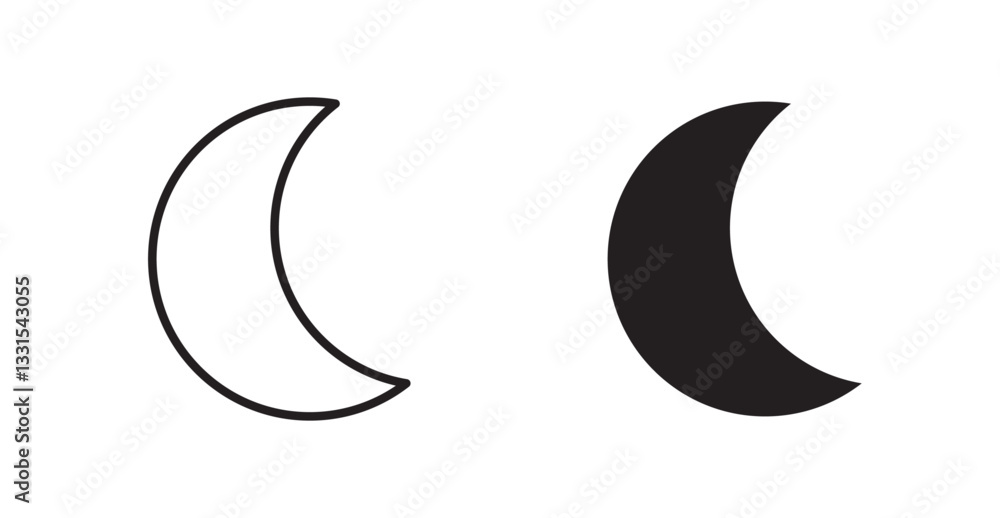 Poster moon vector icon set in black color.