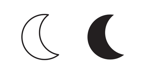 Moon vector icon set in black color.