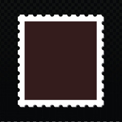 Classic stamp vector, an internationally recognized symbol of postage and communication. This timeless design, featuring iconic perforated edges and a versatile brown center, offers a blank canvas for