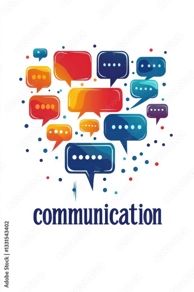 Poster vibrant speech bubbles representing communication and ideas in colorful abstract design