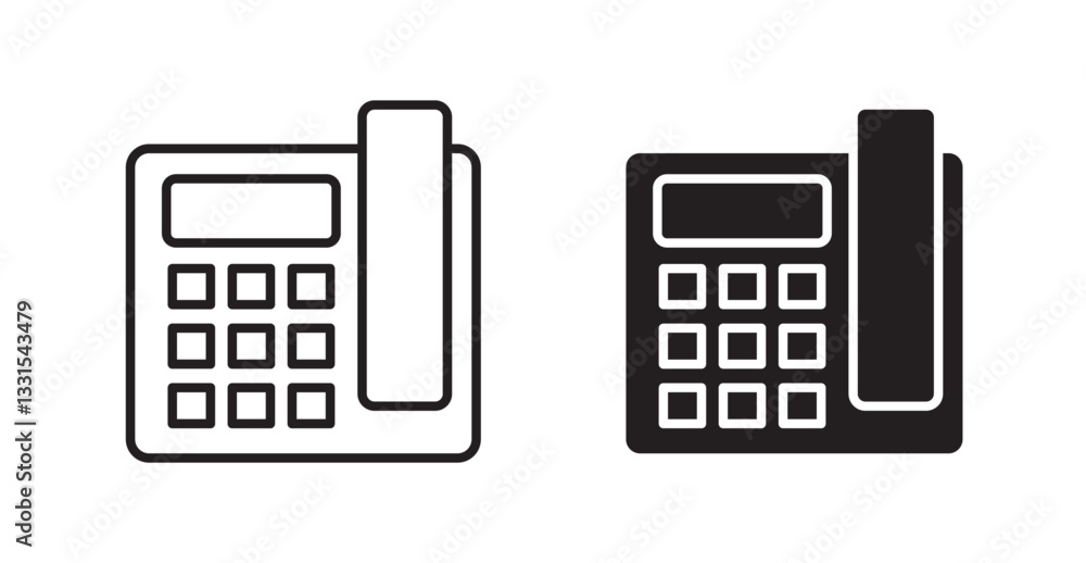 Poster office phone vector icon set in black color.