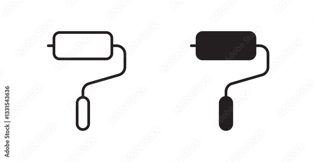 Poster paint roller vector icon set in black color.
