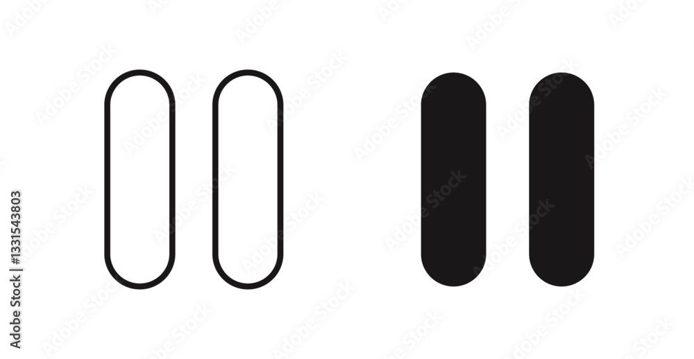 Aufkleber pause vector icon set in black color.