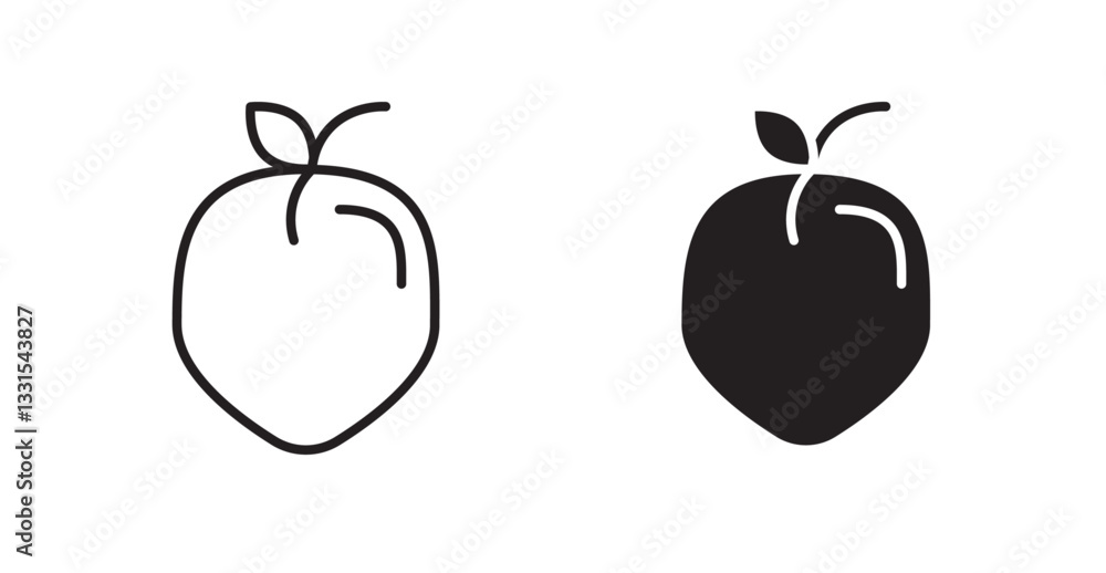 Poster peach vector icon set in black color.