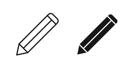 Pencil vector icon set in black color.