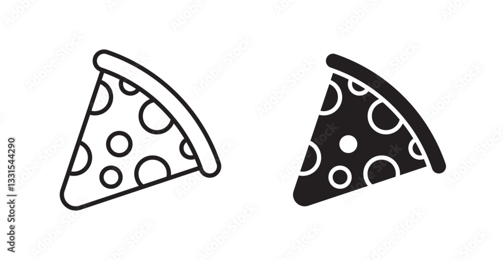 Poster pizza slice vector icon set in black color.