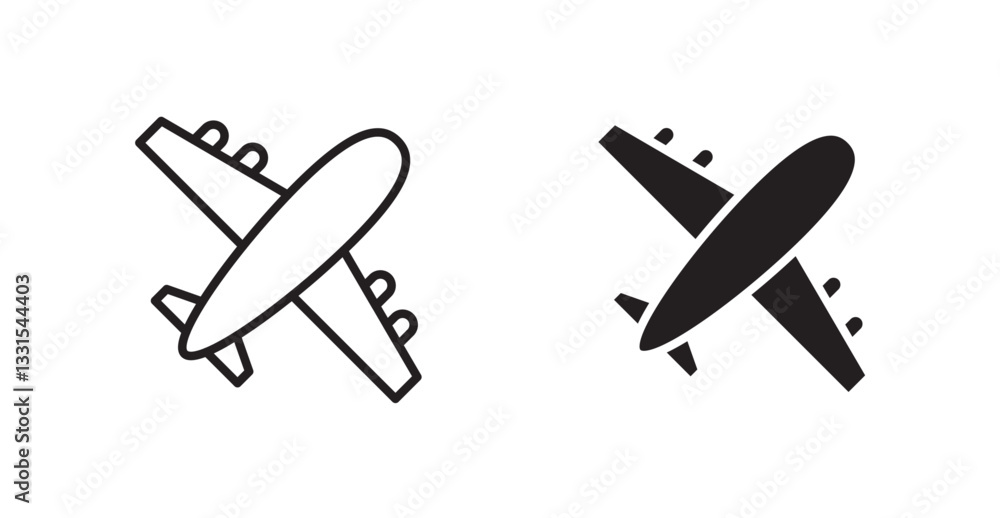 Poster plane vector icon set in black color.