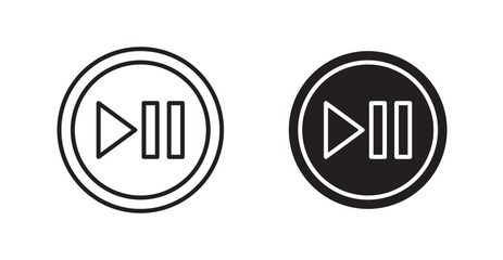 Play pause vector icon set in black color.