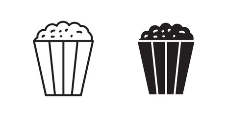 Popcorn vector icon set in black color.