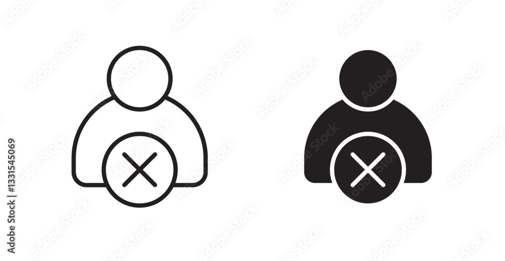 Poster remove user vector icon set in black color.
