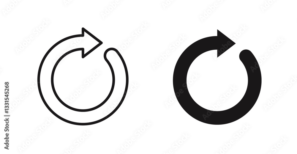 Poster rotate right vector icon set in black color.