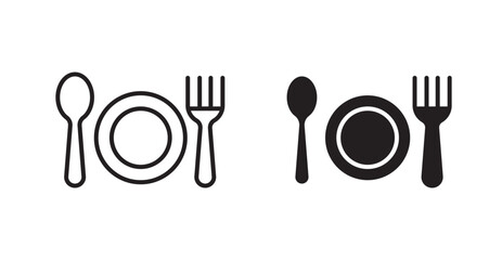 Restaurant vector icon set in black color.