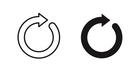 Rotate right vector icon set in black color.