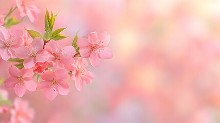 Naklejka premium Delicate Pink Cherry Blossoms with Soft Blurred Background