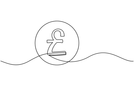 recommend clip art: Continuous line drawing of pound sterling symbol. Line art of pound coin sign, pound sterling sign continuous one line drawing,