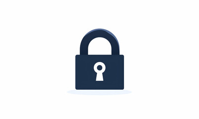 Modern Dark Blue Padlock Icon on a Clean White Background