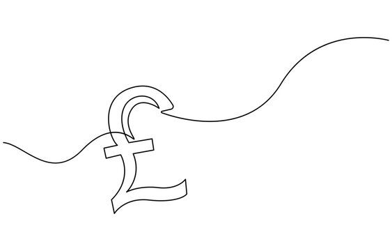 recommend clip art: Continuous line drawing of pound sterling symbol. Line art of pound coin sign, pound sterling sign continuous one line drawing,