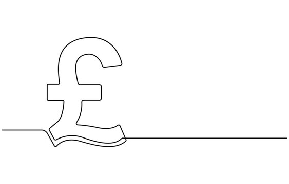 recommend clip art: Continuous line drawing of pound sterling symbol. Line art of pound coin sign, pound sterling sign continuous one line drawing,
