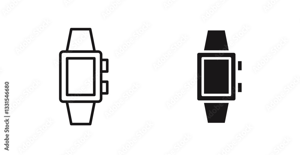 Poster smartwatch vector icon set in black color.