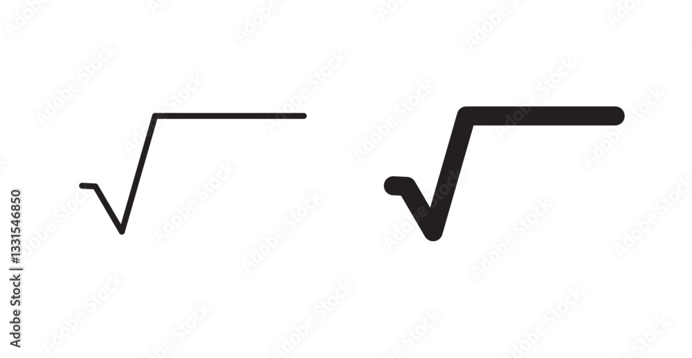 Poster square root vector icon set in black color.
