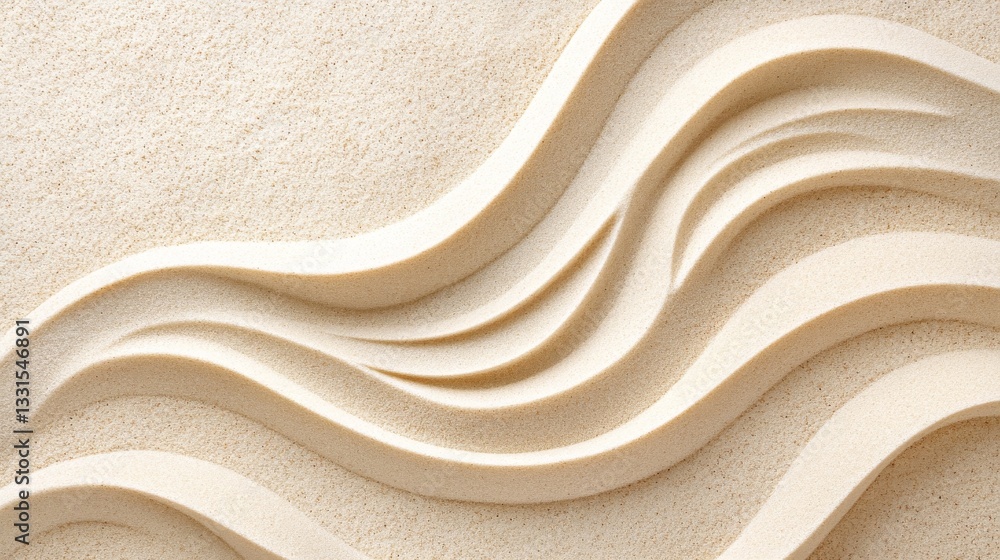 Poster beautiful rhythmic patterns carved into a sandy surface for display