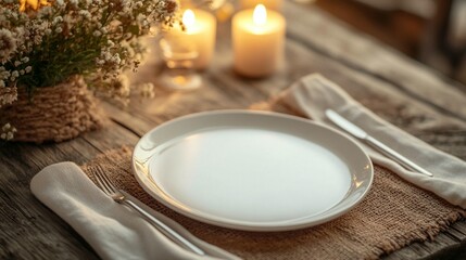 Romantic Table Setting with Candles