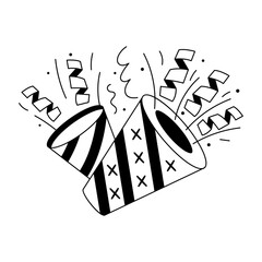 Party poppers glyph style illustration