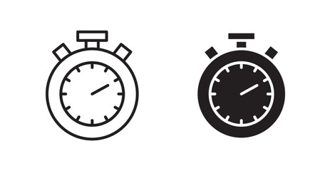 Stopwatch vector icon set in black color.