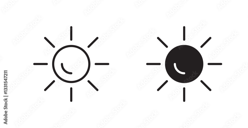 Poster sun vector icon set in black color.