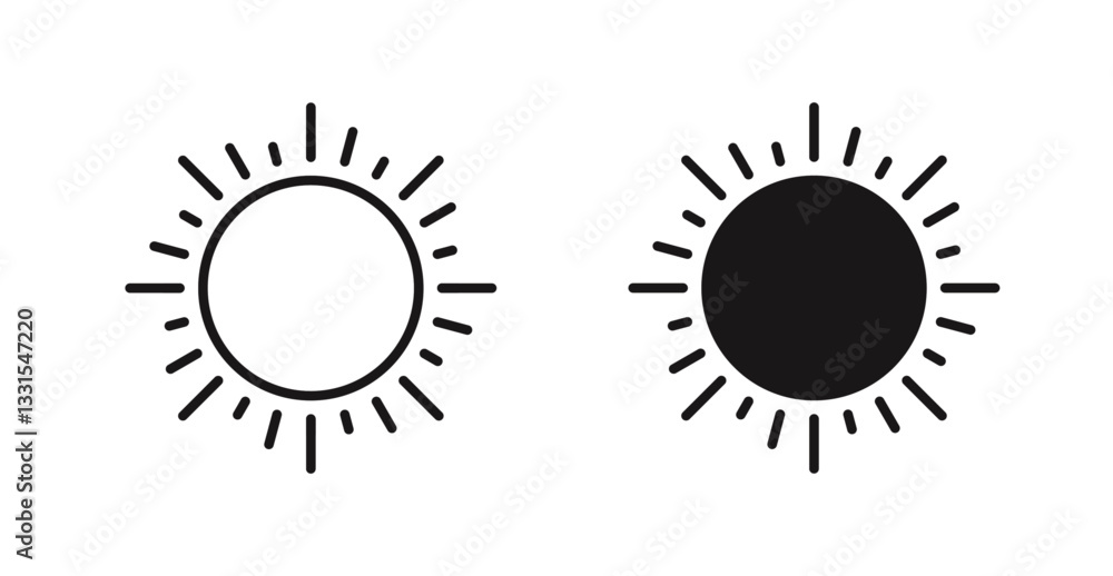 Poster sun vector icon set in black color.