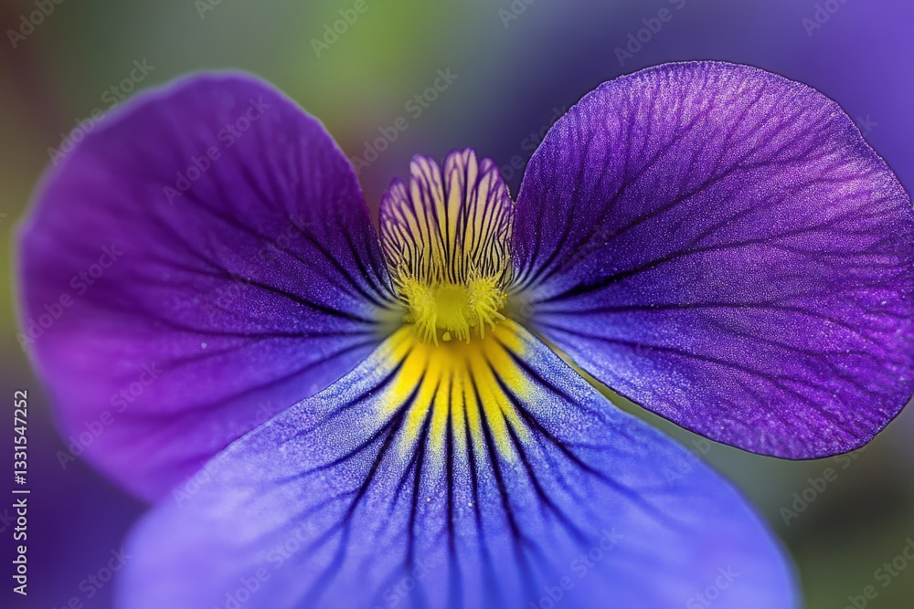 Poster close-up of a vibrant violet flower showcasing intricate petal details and contrasting colors in nat