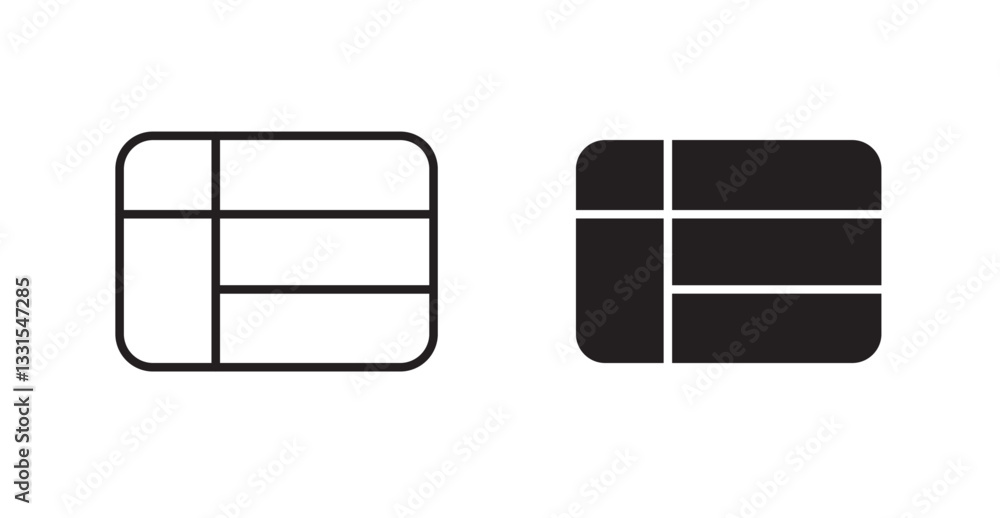 Aufkleber table layout vector icon set in black color.