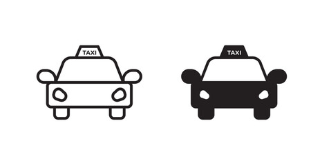 Taxi vector icon set in black color.